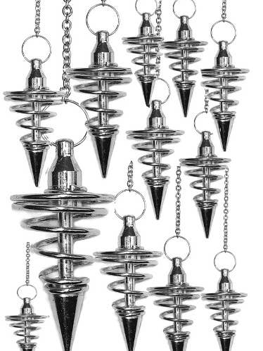 Silver Metal Spiral Pendulums (12 pcs) DPSPSB for wholesale by Starlinks Gifts