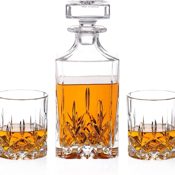 DIAMANTE - Wholesale Decanter - Dorchester Whisky Decanter Set - 1 Crystal Decanter With 2