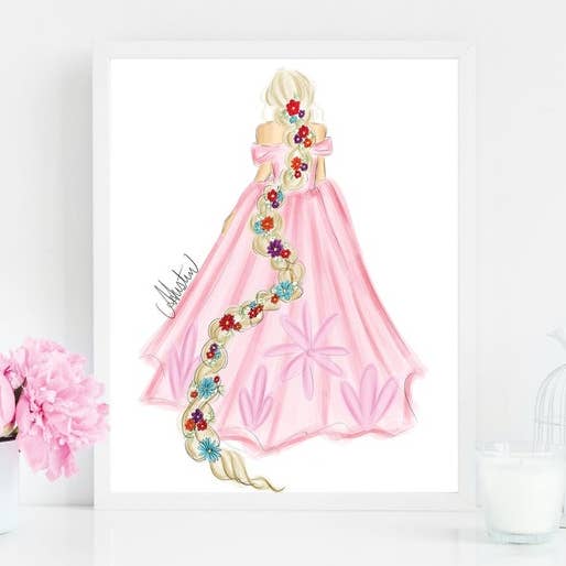 Serrures dorées, illustration de mode princesse Raiponce pour la vente par PLTStudio