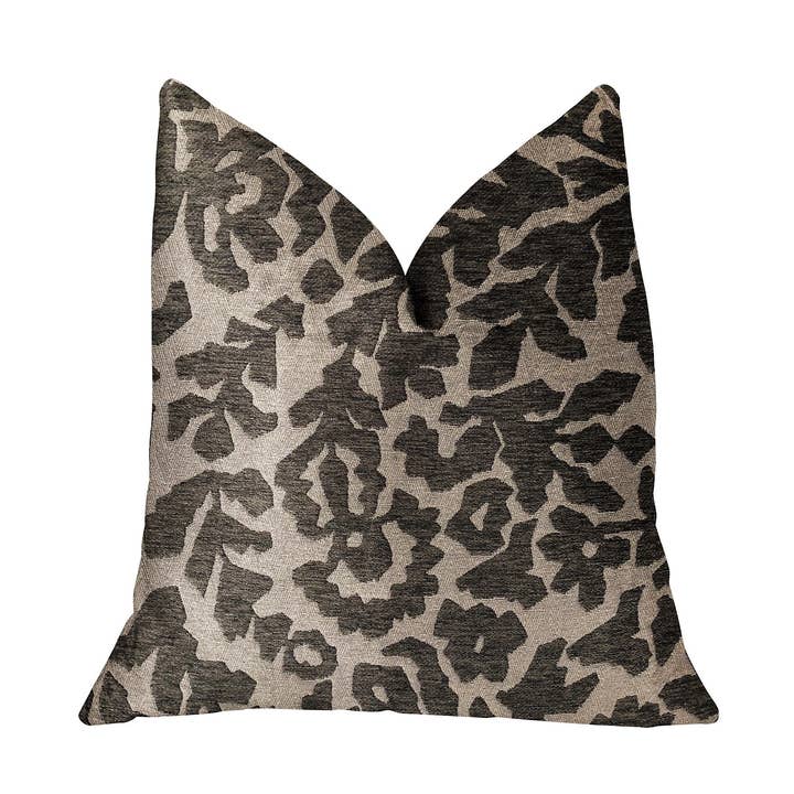 Lustrous Leaves Gray Luxury Throw Pillow for wholesale by Plutus Home Brands