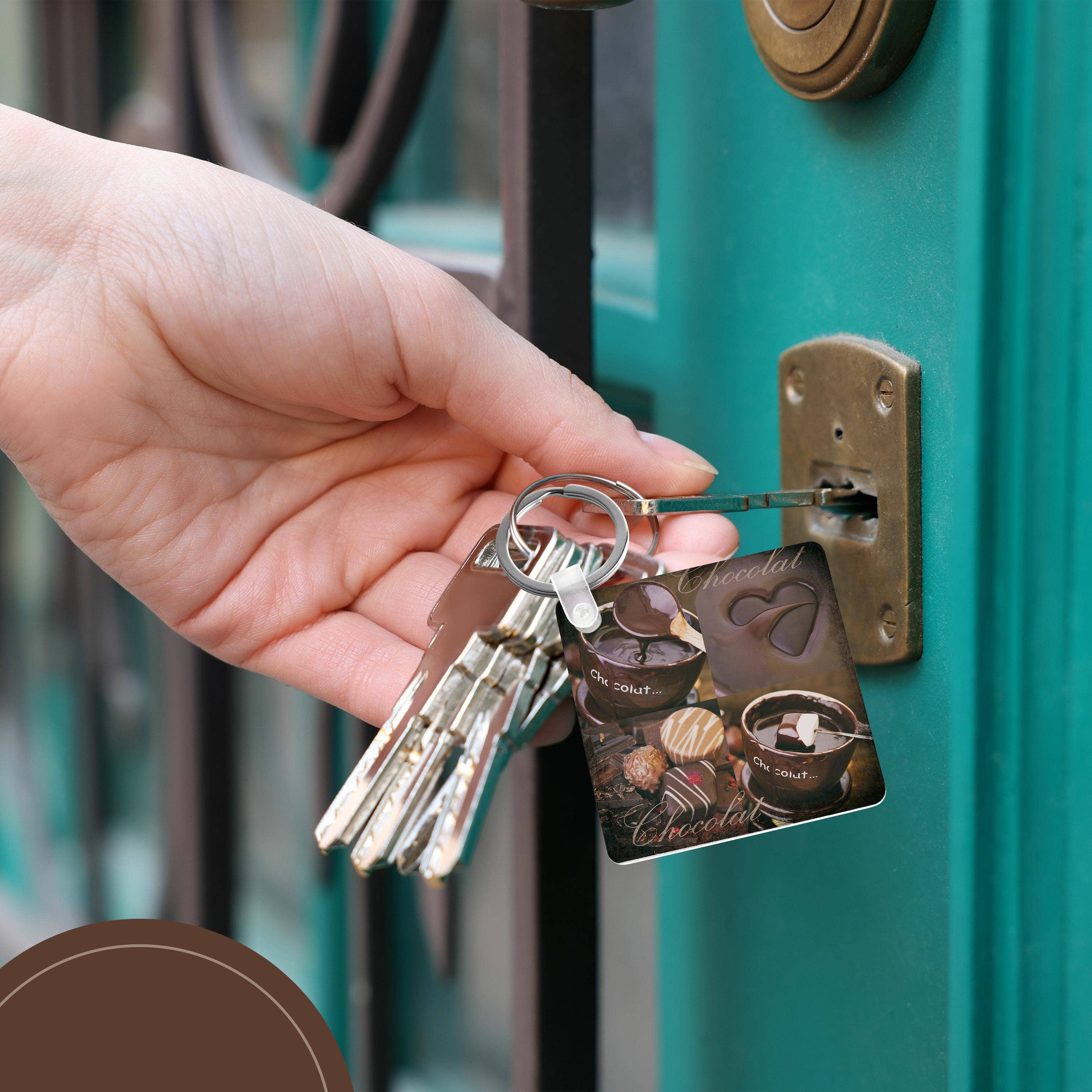 3dRose - Wholesale Keychain - Unisex - 3dRose, Quartet Of Four Chocolate And Praline Images, Key Chain5