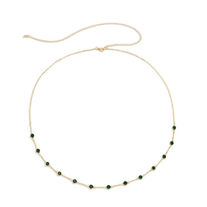 Perimade & Co. LLC - Wholesale Beaded/pearl necklace - Green Crystal Beaded Waist Belly Chain in Solid Copper