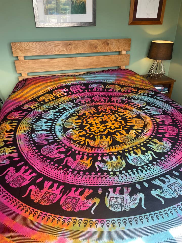 Bedspread - New Tie Dye Elephant Mandala for wholesale by Emma's Emporium