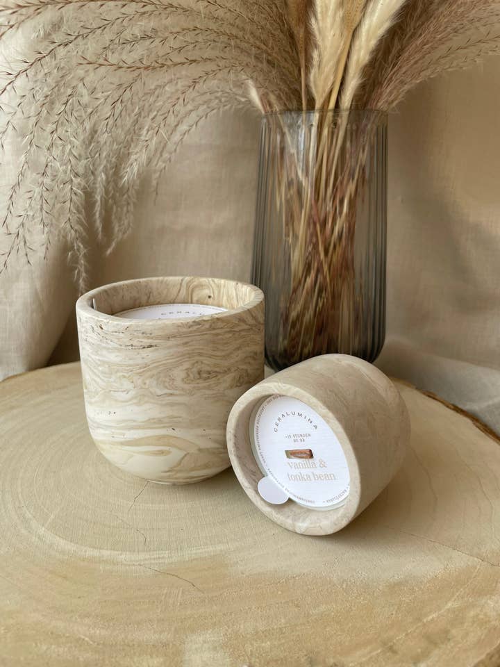Doftljus 'vanilj & tonkaböna' av sojavax för wholesale av Ceralumina