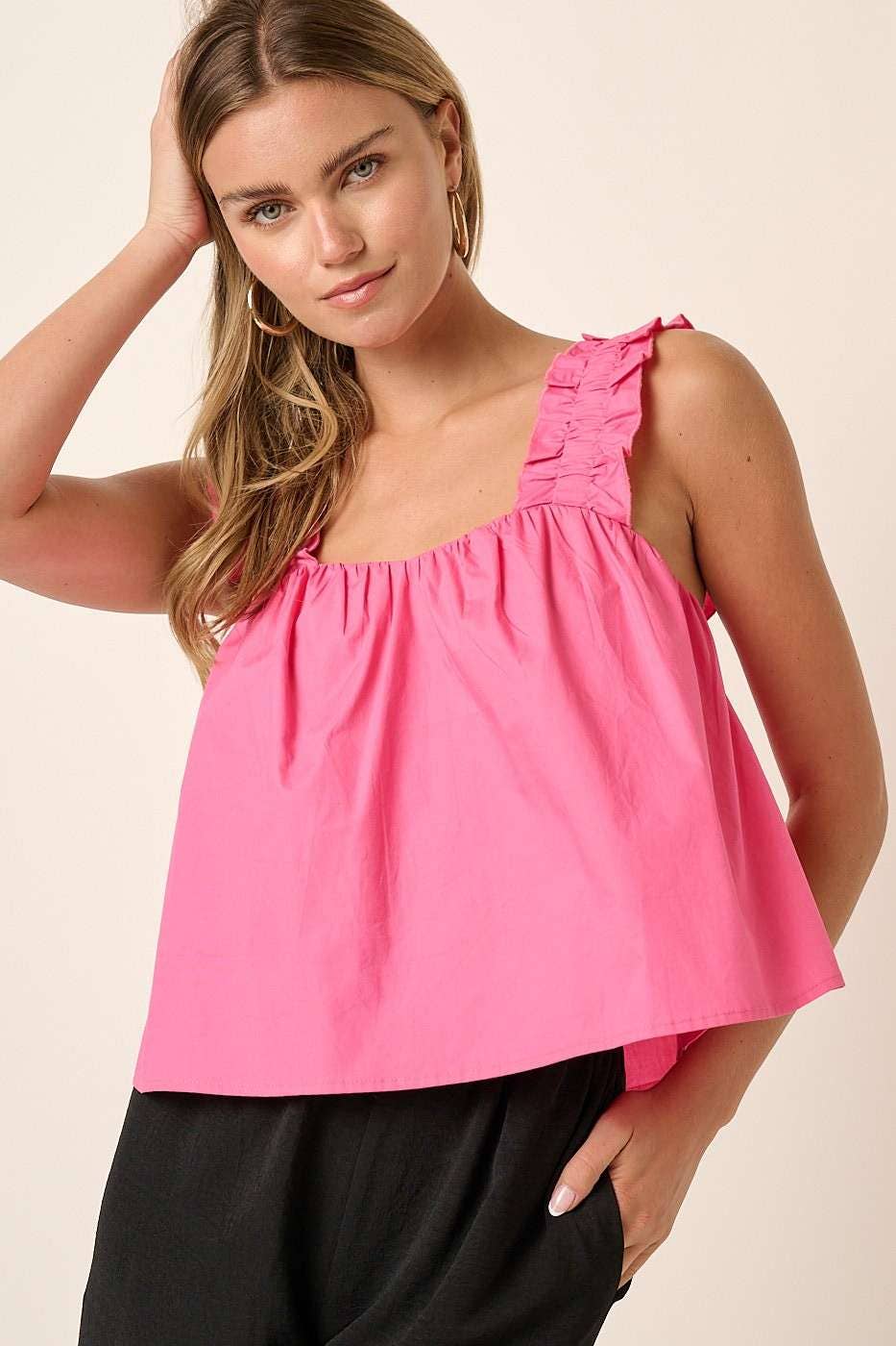 mittoshop - Wholesale Blouse - Women's - M15167-SEMI SWEETHEART NECK RUFFLE CROP TOP11