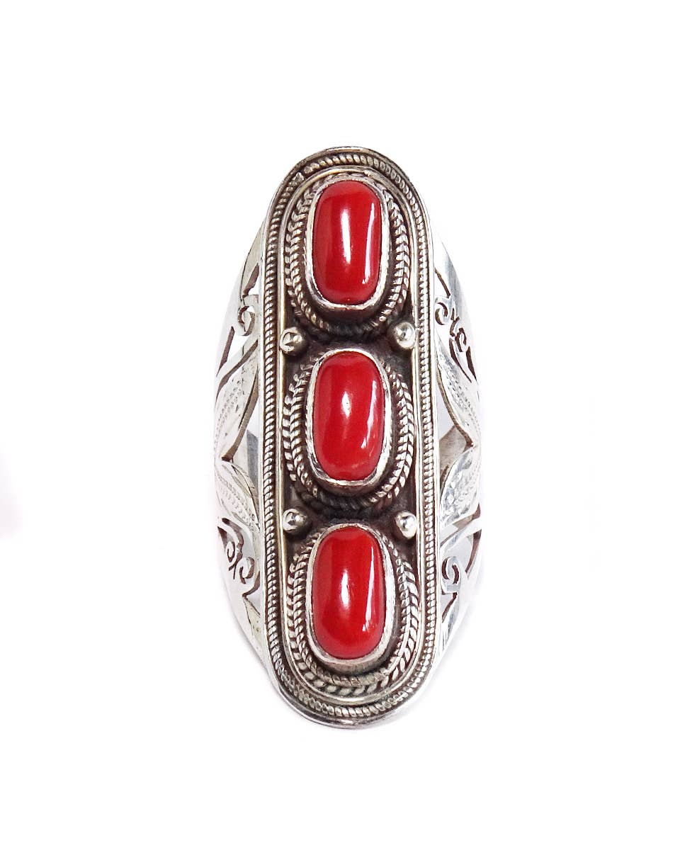 Zig Zag Asian Collection - Venta al por mayor Anillos grandes/de cóctel - Anillo grande de triple piedra Jali15