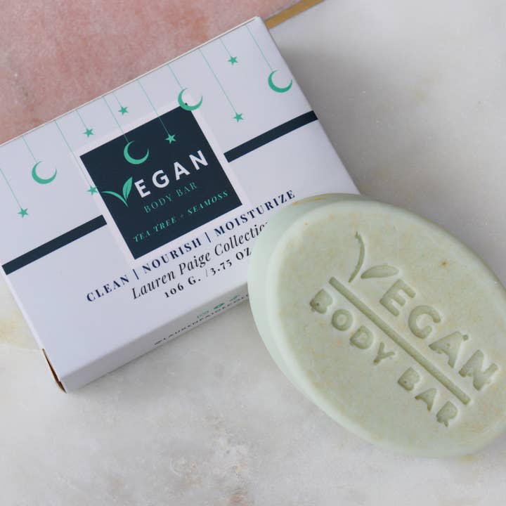 Vegan Body Bar | Tea Tree + Sea Moss | 3.75 oz. for wholesale by Lauren Paige Collection