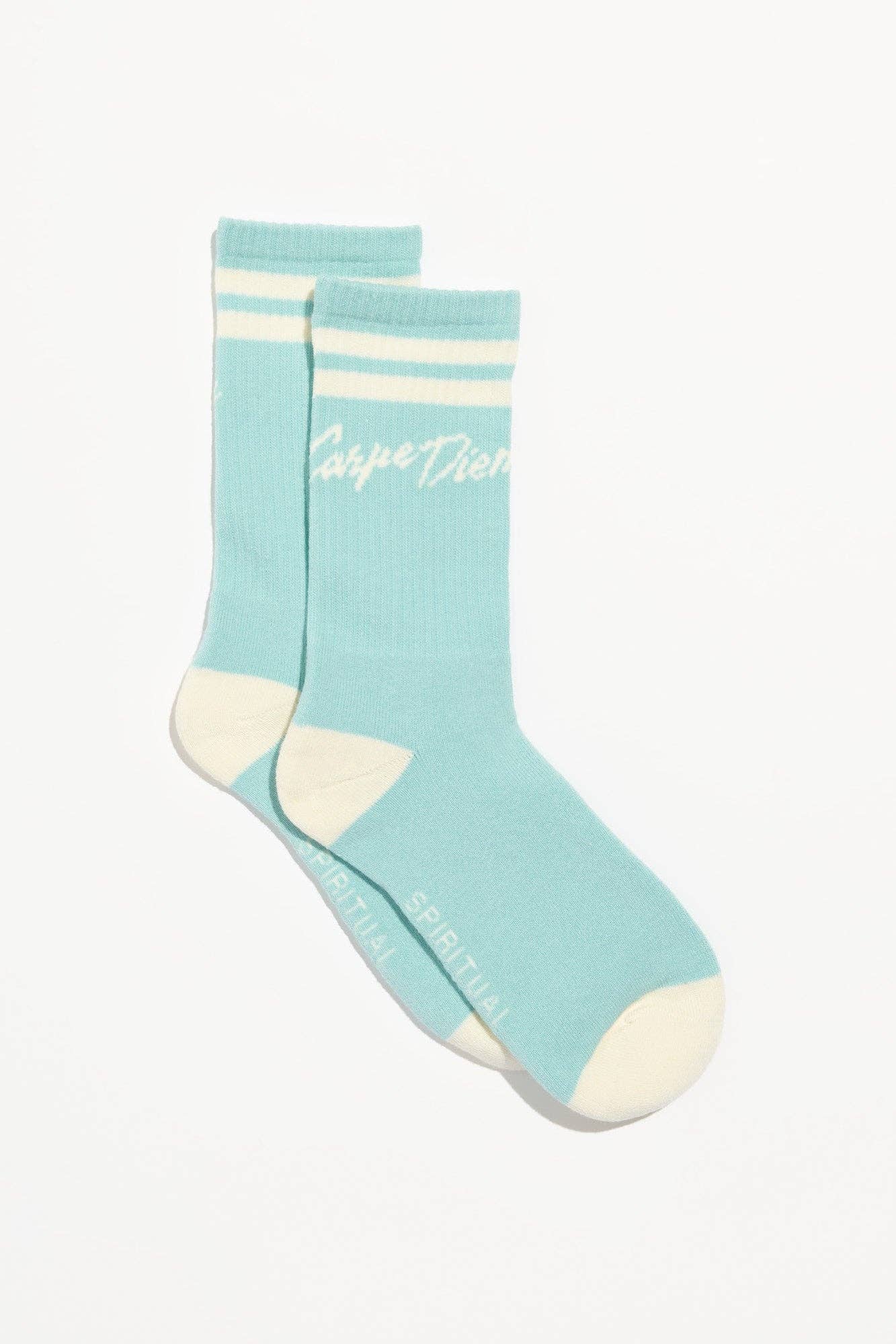 BAJA BLUE WHITE Carpe Diem Crew Sock for wholesale on Faire