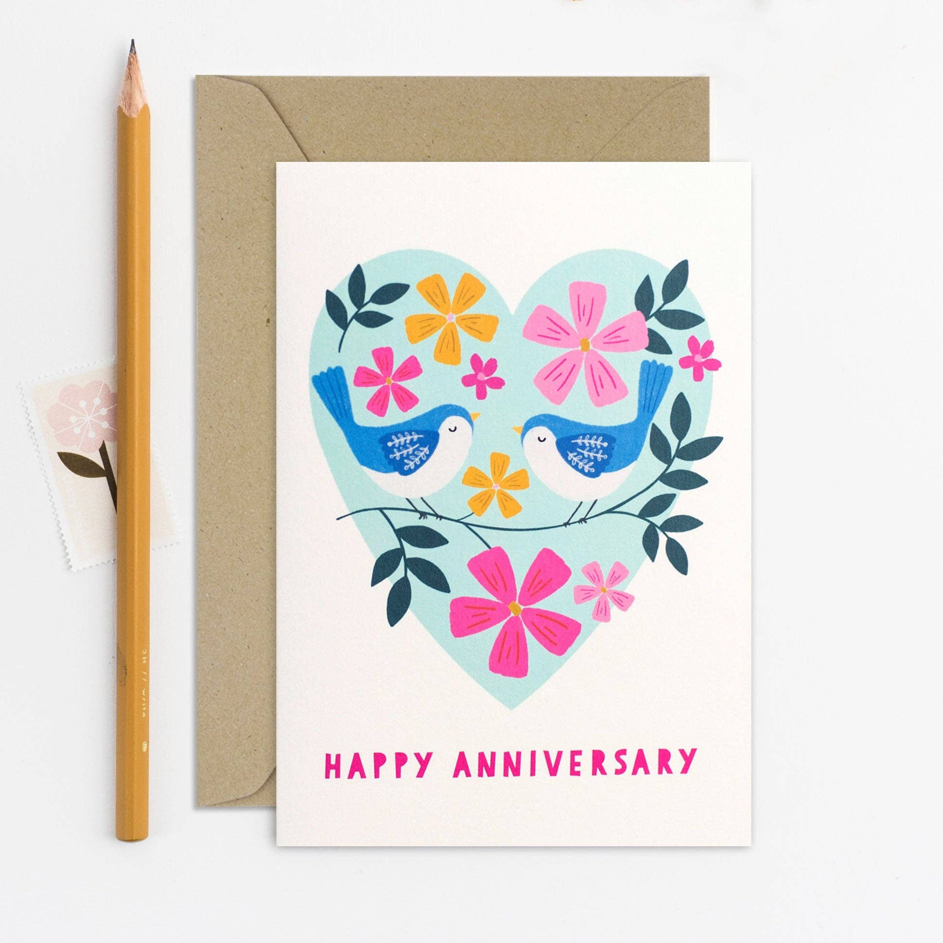 Mifkins – wholesale Anniversary card – Happy Anniversary Lovebirds Card0