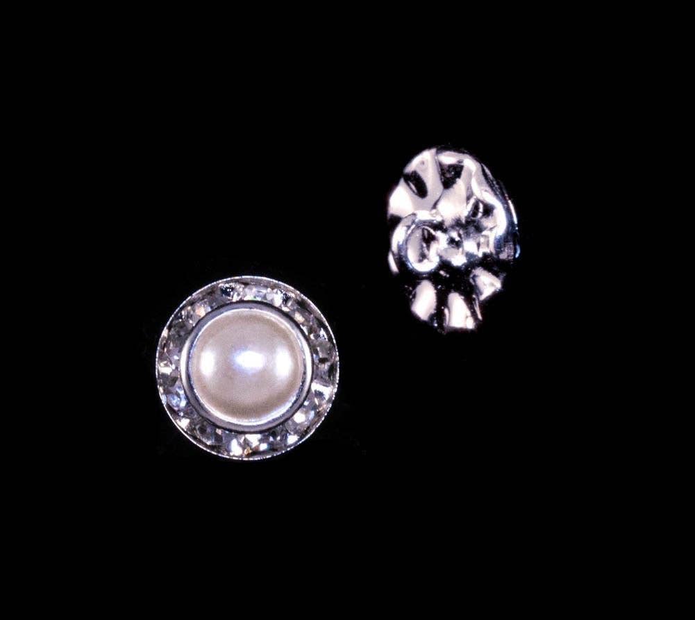 Bridal Store Jewelry - Wholesale Sewing Button/Snap - 11mm Rondel Button with Imitation Pearl Center - 11789/11mm
