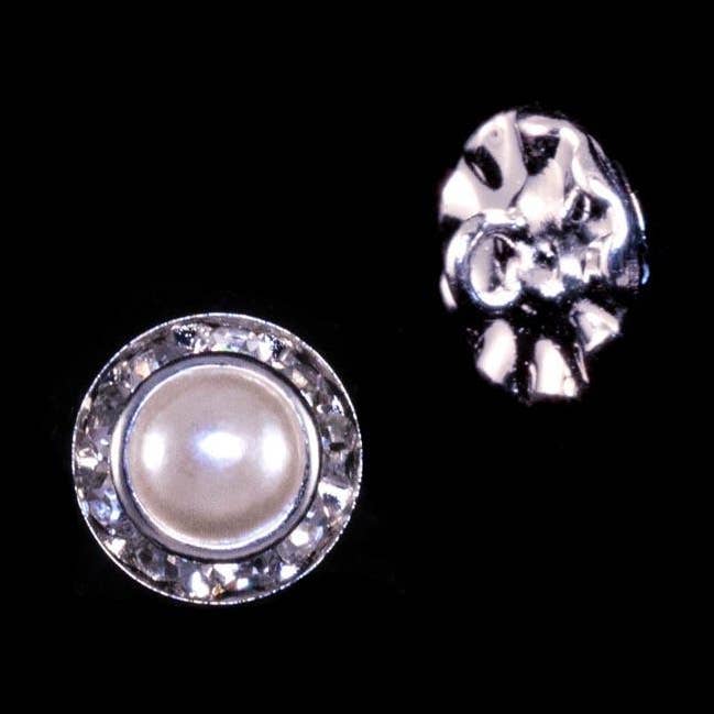 Bridal Store Jewelry - Wholesale Sewing Button/Snap - 11mm Rondel Button with Imitation Pearl Center - 11789/11mm0