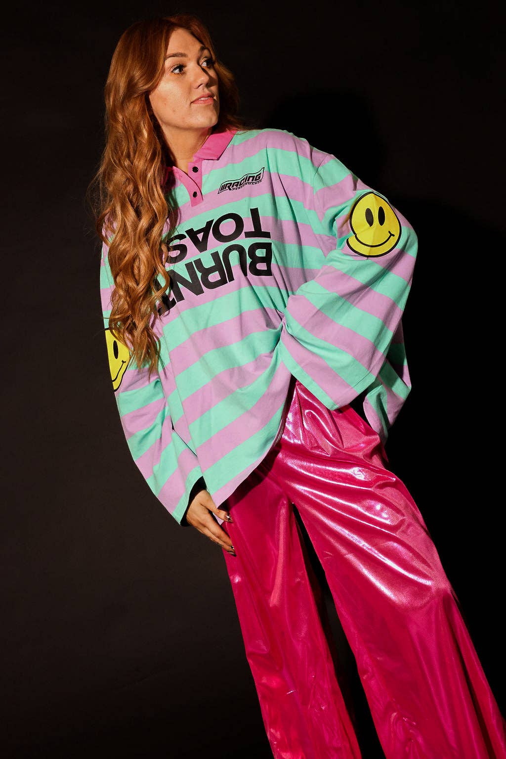 Burnt Toast - Wholesale Pants - Women's - Bubblegum Burn Cropped Metallic Trousers6