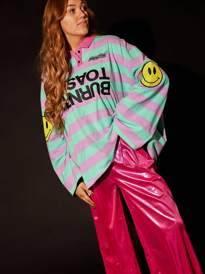 Burnt Toast - Wholesale Pants - Women's - Bubblegum Burn Cropped Metallic Trousers6