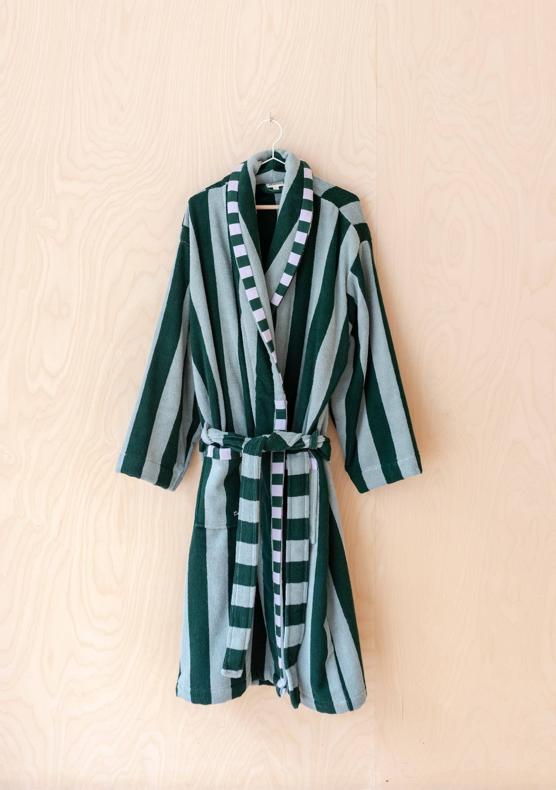 TBCo - Wholesale Robe - Women's - Terry Cotton Bath Robe in Green Stripe3