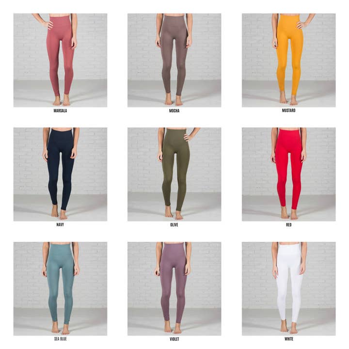 Truly Contagious - Wholesale Athletic/Lounge Leggings - Women's - Tummy Control Fleece Lined Leggings | Curvy Added ( TX701 )