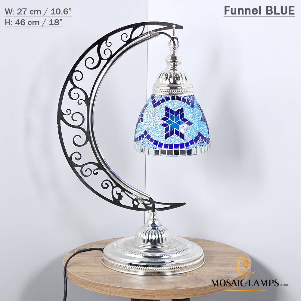 Mosaic Lamps - Vendita all'ingrosso Lampada da scrivania/d'accento - Lampada da scrivania Turkish Moon in argento, luci ad arco marocchine, Murano C10