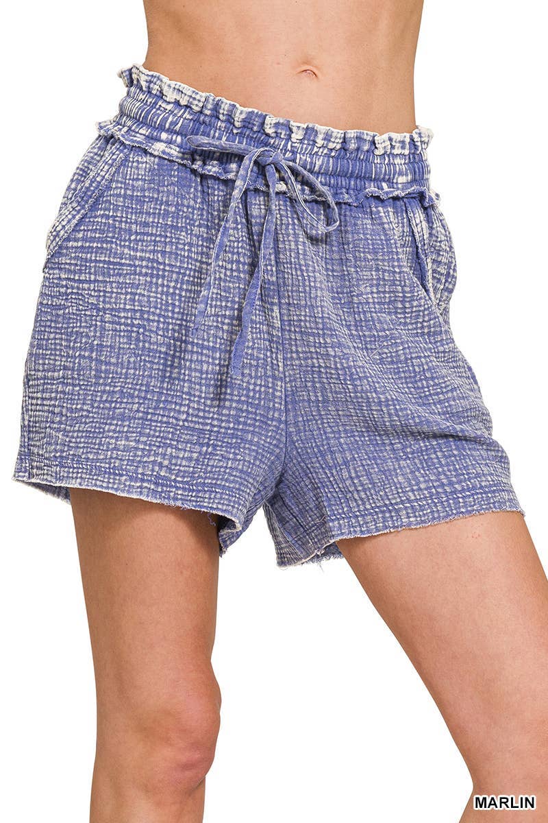 Vanilla Monkey – Calções – Mulher por atacado – Calções Lavadas com Gaze Dupla com Bainha Desfiada13