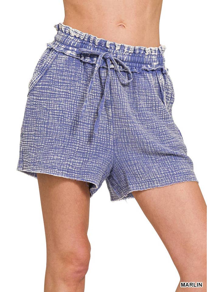 Vanilla Monkey – Calções – Mulher por atacado – Calções Lavadas com Gaze Dupla com Bainha Desfiada13