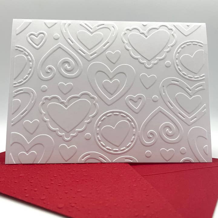 Layered Hearts Romantic Embossed Notecards - Pack of 6 for wholesale by Looks Inviting