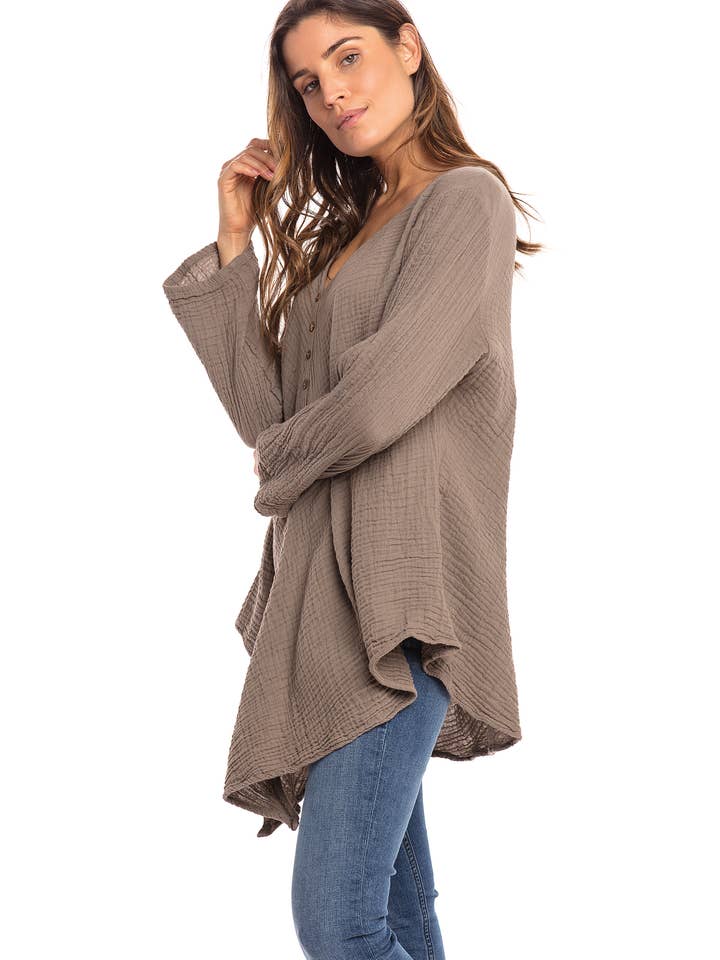 Thai Cotton Button Front Top-04827 for wholesale by Nusantara Inc.