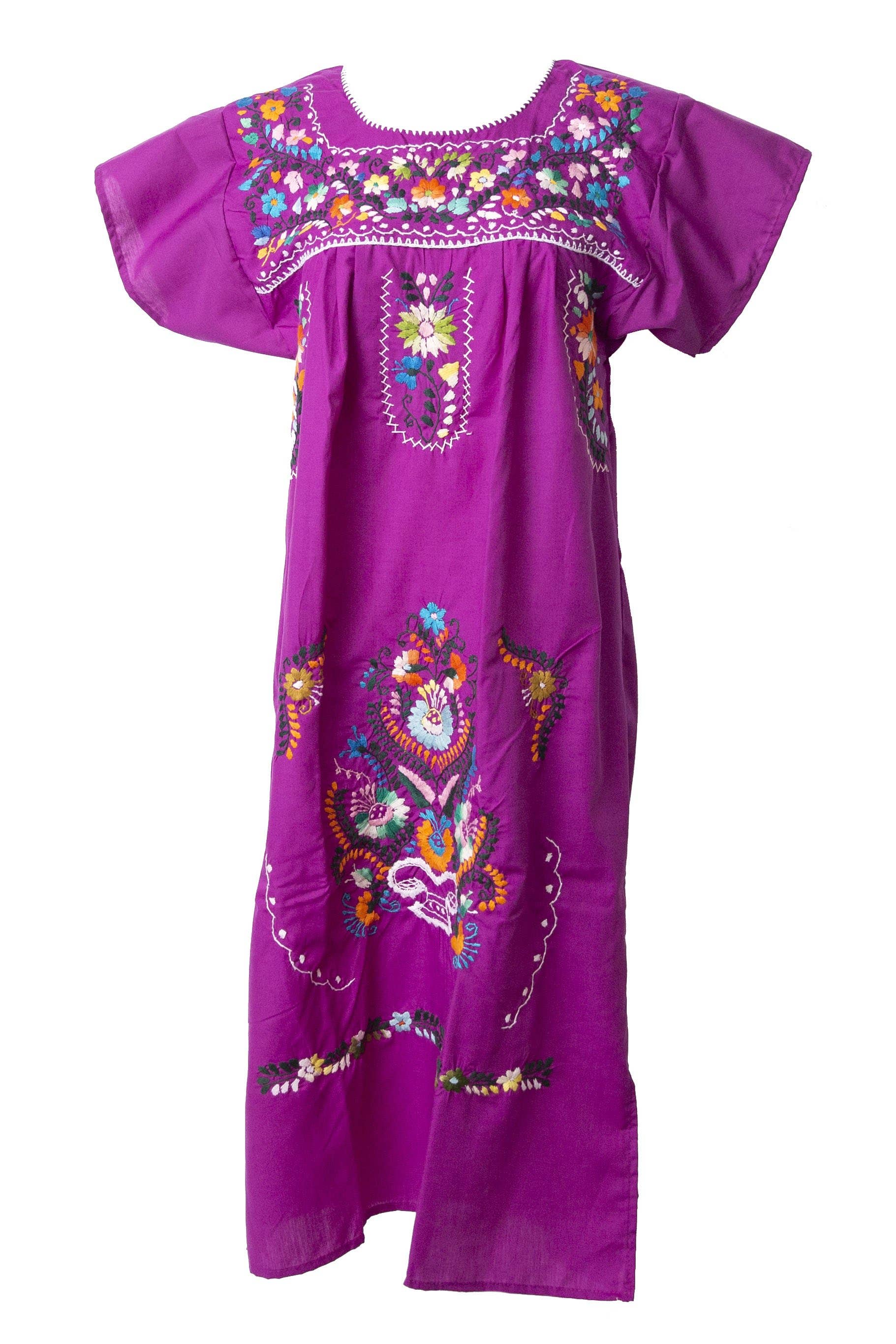 SIDREY - Venta al por mayor Vestido - Mujer - Vestido Pueblo bordado mexicano SIDREY - Magenta2