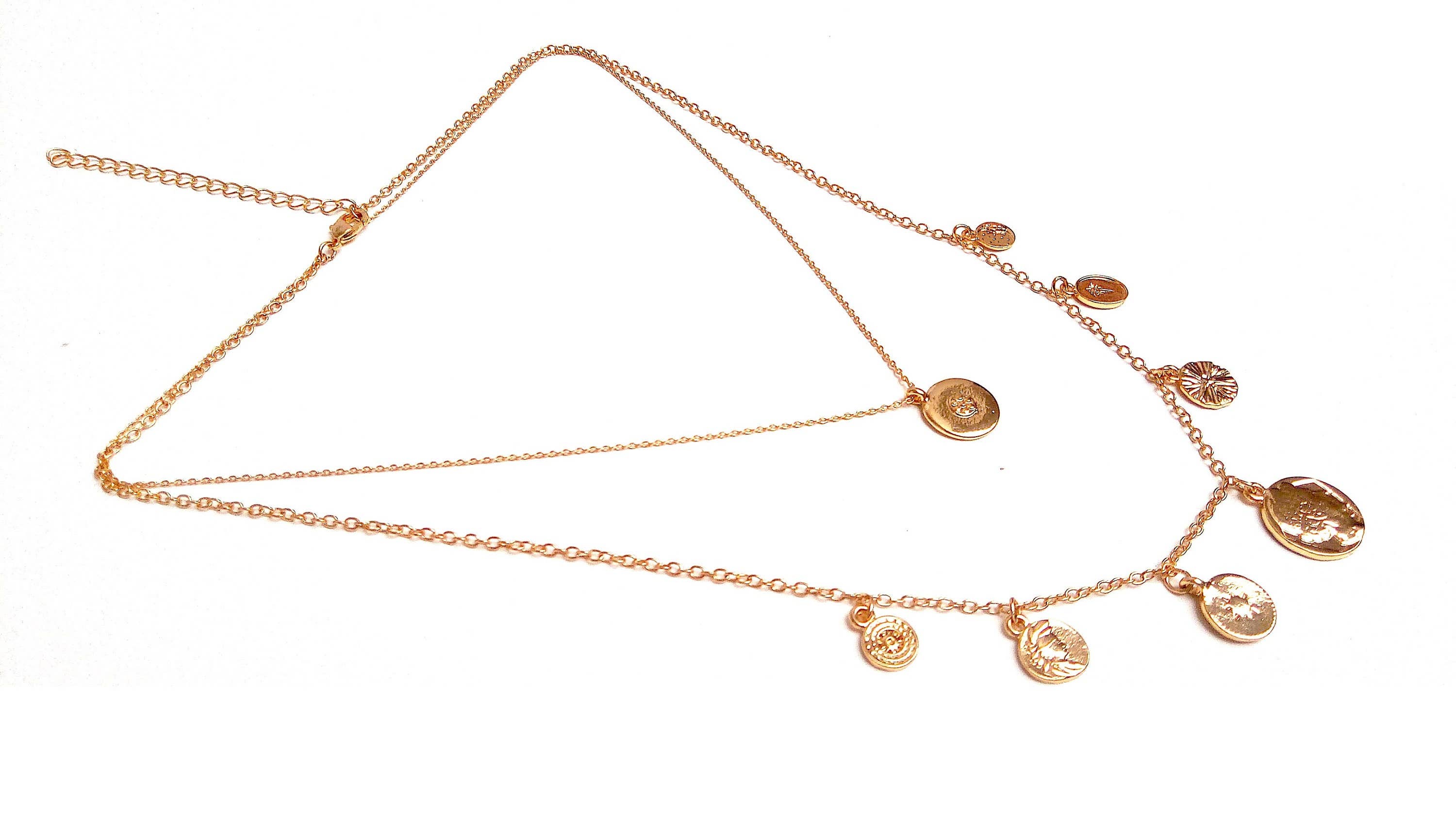 JUL ET FIL – wholesale Pendant/charm necklace – 2 rows fine gold medal necklace2