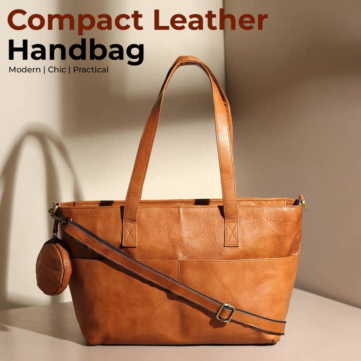 Saco de Mercado Diário em Pele - Castanho Claro por atacado de Classy Leather Bags
