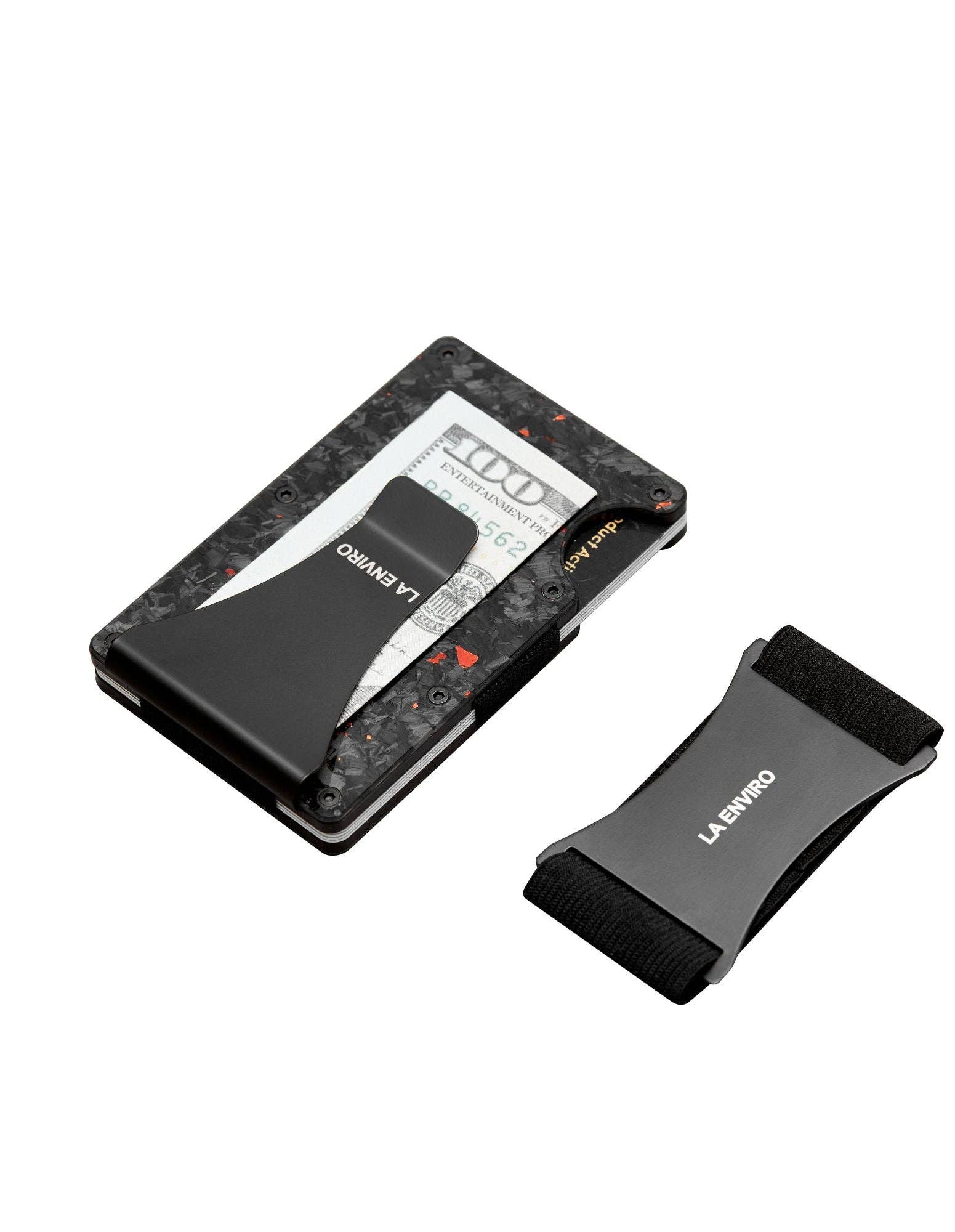 LA ENVIRO – Carteira - Unissexo por atacado – CARTEIRA DE CARBONO FORJADO LORNE I VERMELHO BRILHO1