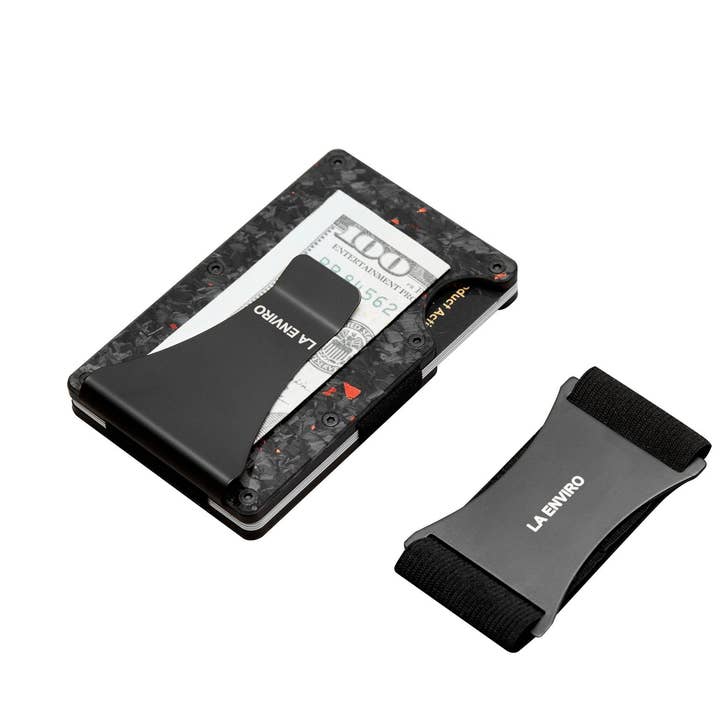 LA ENVIRO – Carteira - Unissexo por atacado – CARTEIRA DE CARBONO FORJADO LORNE I VERMELHO BRILHO1