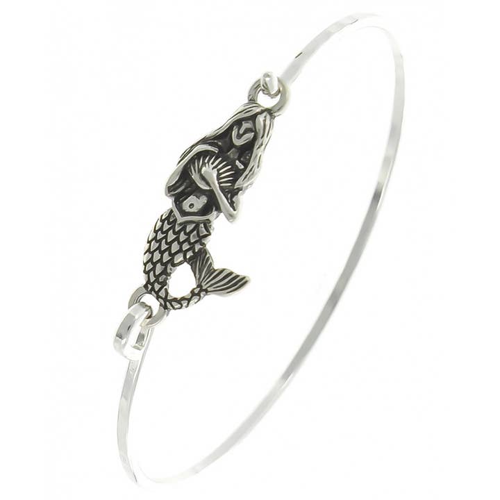 FR4668 Burnished Silver 3D Mermaid Brass Bangle Bracelet for wholesale by 0011 PREMIERE