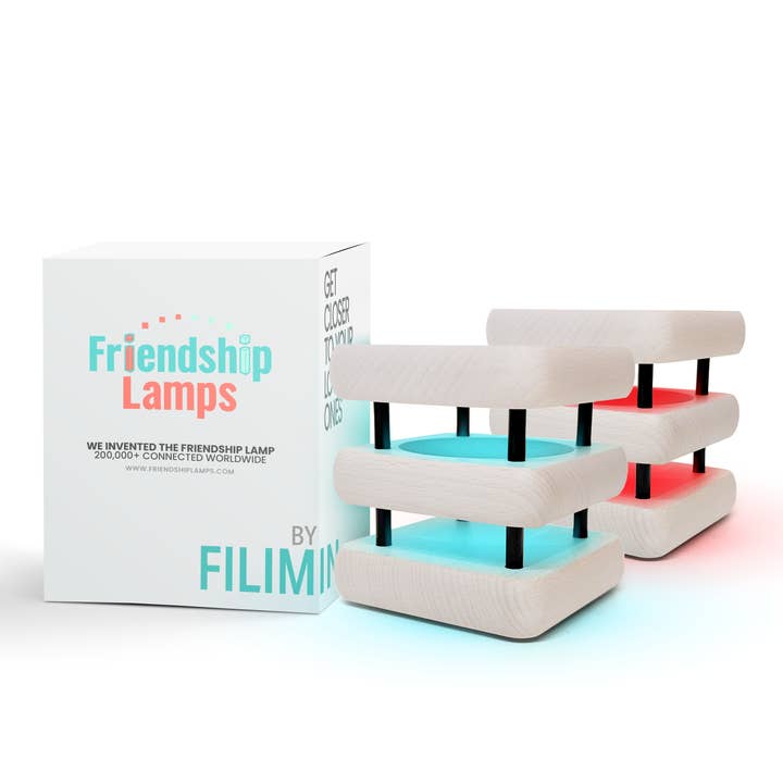 Mini Square Mid-Century White & Black Friendship Lamp – Compact Retro Wi-Fi Touch Lamp for wholesale by Friendship Lamps by Filimin