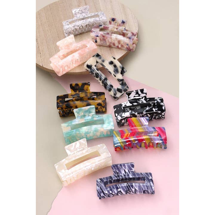JOSSLYN by wall to wall - Wholesale Hair Clip - Women's - RECTANGLE CELLULOSE HAIR CLAW CLIP | 40H61513