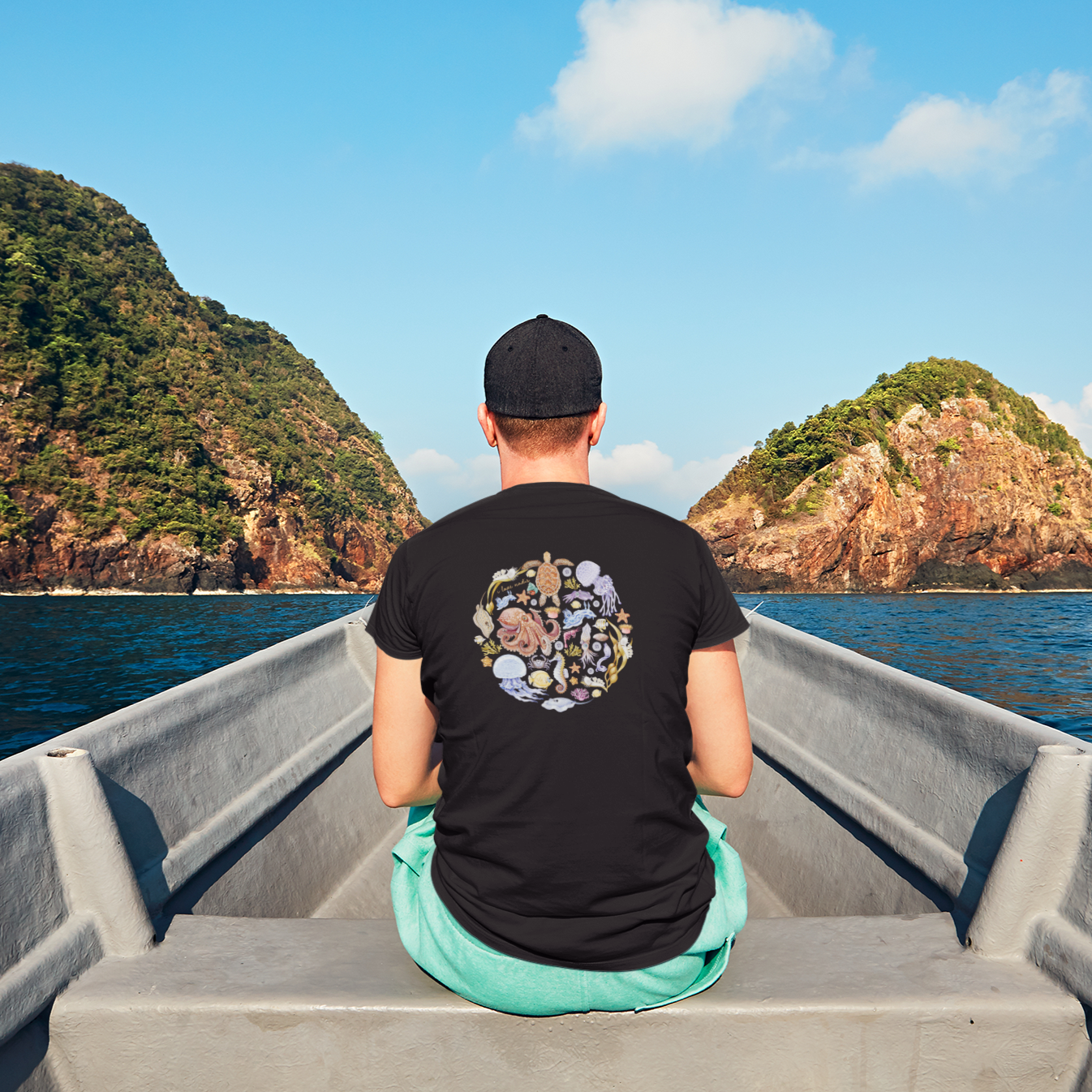 I LOVE NUDIS - Wholesale Screen Printed T-Shirt - Unisex - I LOVE NUDIS™ Watercolor Ocean Creatures 100% Cotton Tee3