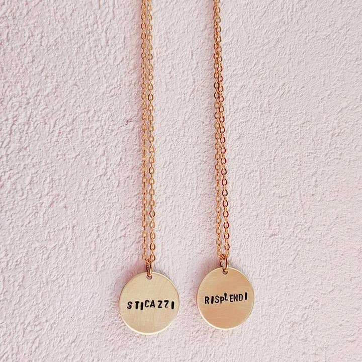 Loti jewels - Wholesale Pendant/Charm Necklace - BRASS COIN NECKLACE WITH ENGRAVING