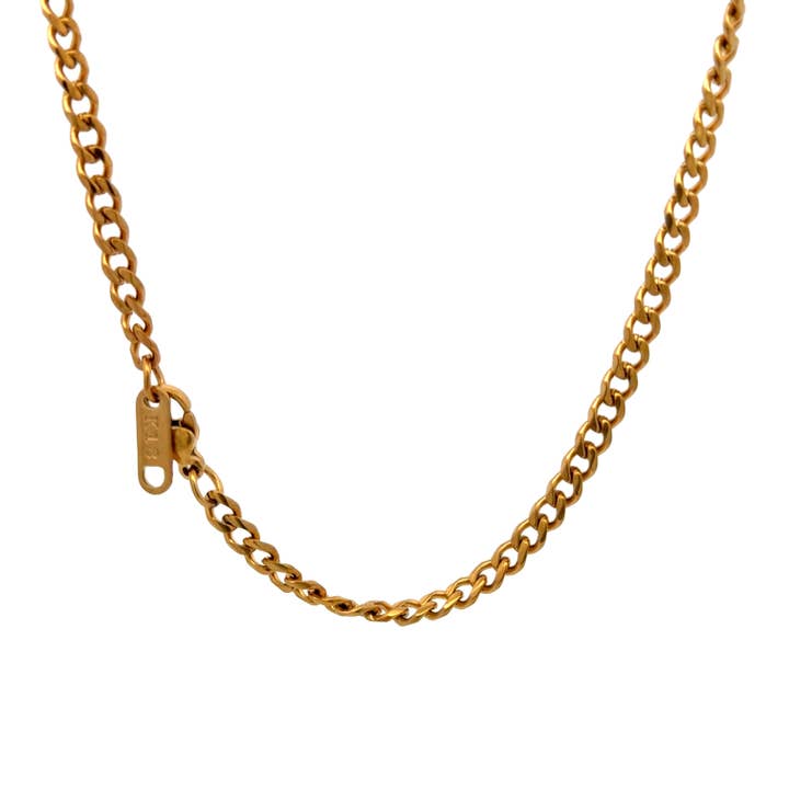 Men's 18K Curb Link Chain Necklace, Gold, 3.6mm for wholesale by PAXPARIS