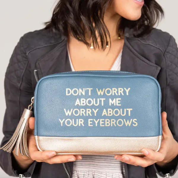 Blue Eyebrow Cosmetic Bag Faux Leather for wholesale on Faire1