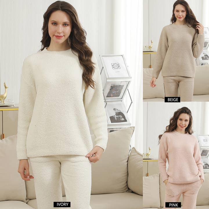 Fashion City - Wholesale Knit Sweater - Women's - Solid Color Crew Neck Plain Sweater