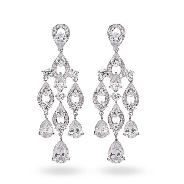 Dazzling Cascade Crystal Earrings for wholesale by Joli Lily