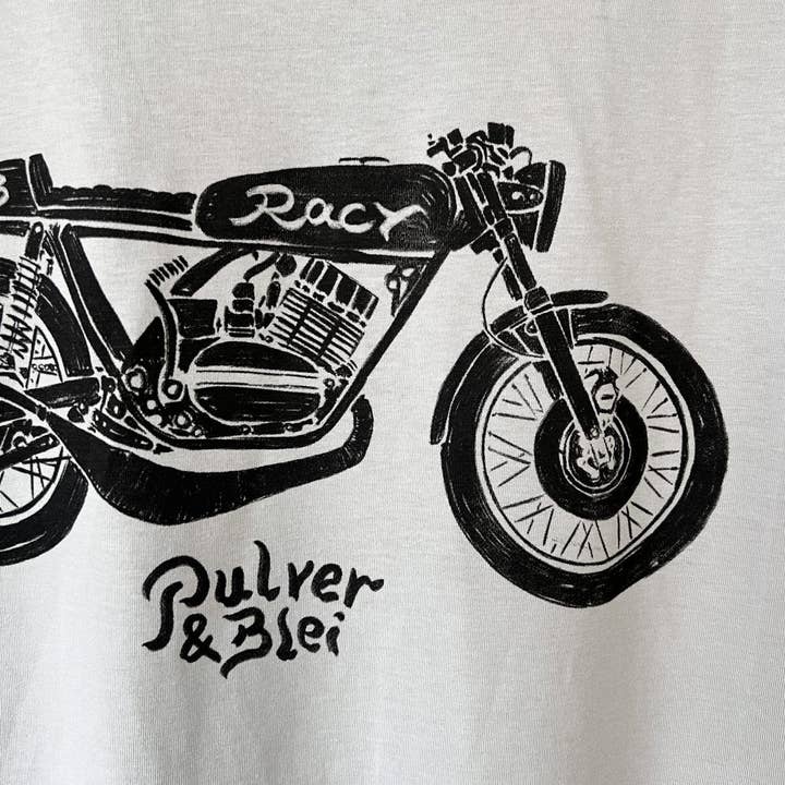 Pulver Blei - Wholesale Screen Printed T-Shirt - Unisex - Racy 63 - Café Racer T-Shirt gray2