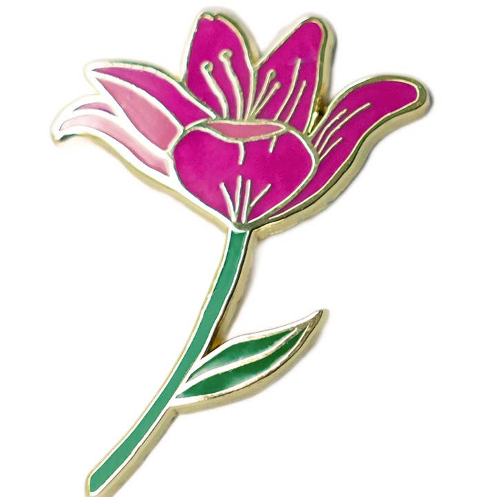 Happily Plants - Venta al por mayor Botón/prendedor - Alfiler de solapa con forma de flor de lirio rosa de HAPPY PLANTS, regalo para plantas de jardín