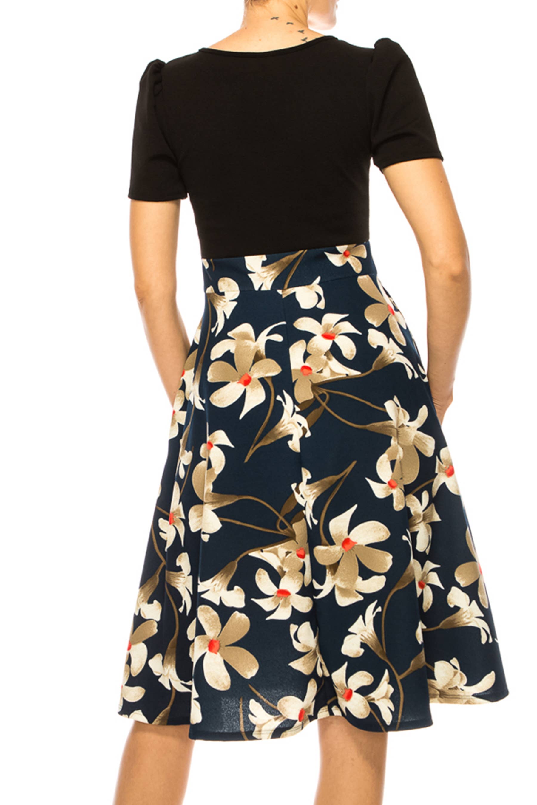 MOA COLLECTION - Wholesale Dress - Women's - Women's Knee-length Color Block Dress with Pockets6