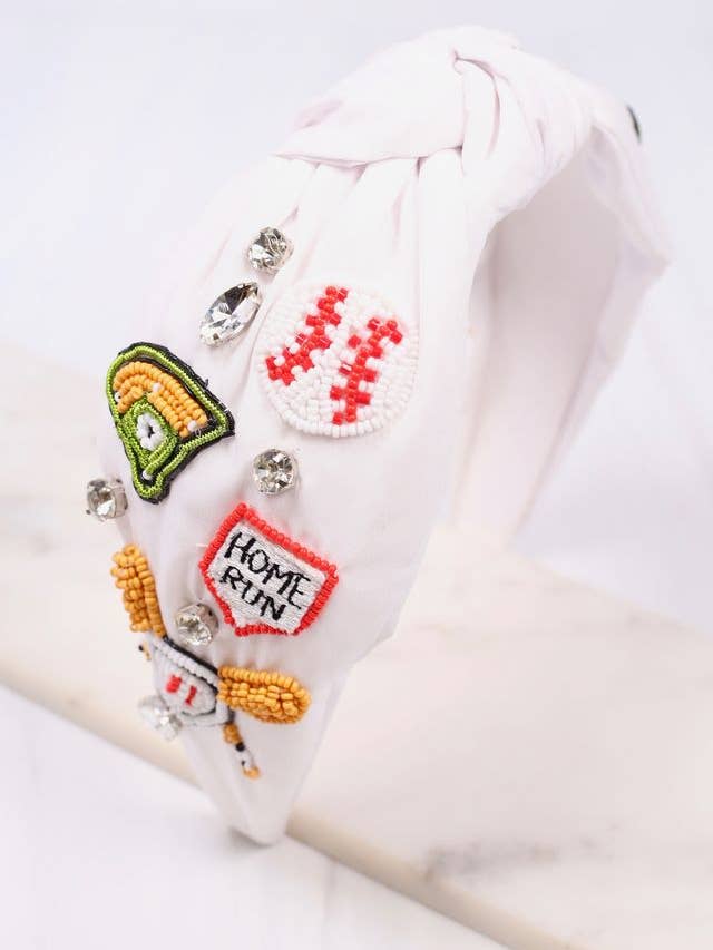 Bandeau de baseball Home Run BLANC pour la vente par Caroline Hill