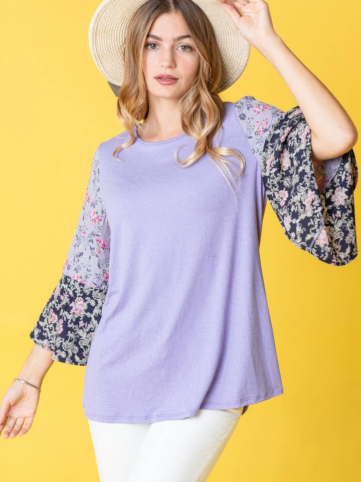 Färgblock Rufsar ärm tunika för wholesale av EG fashion