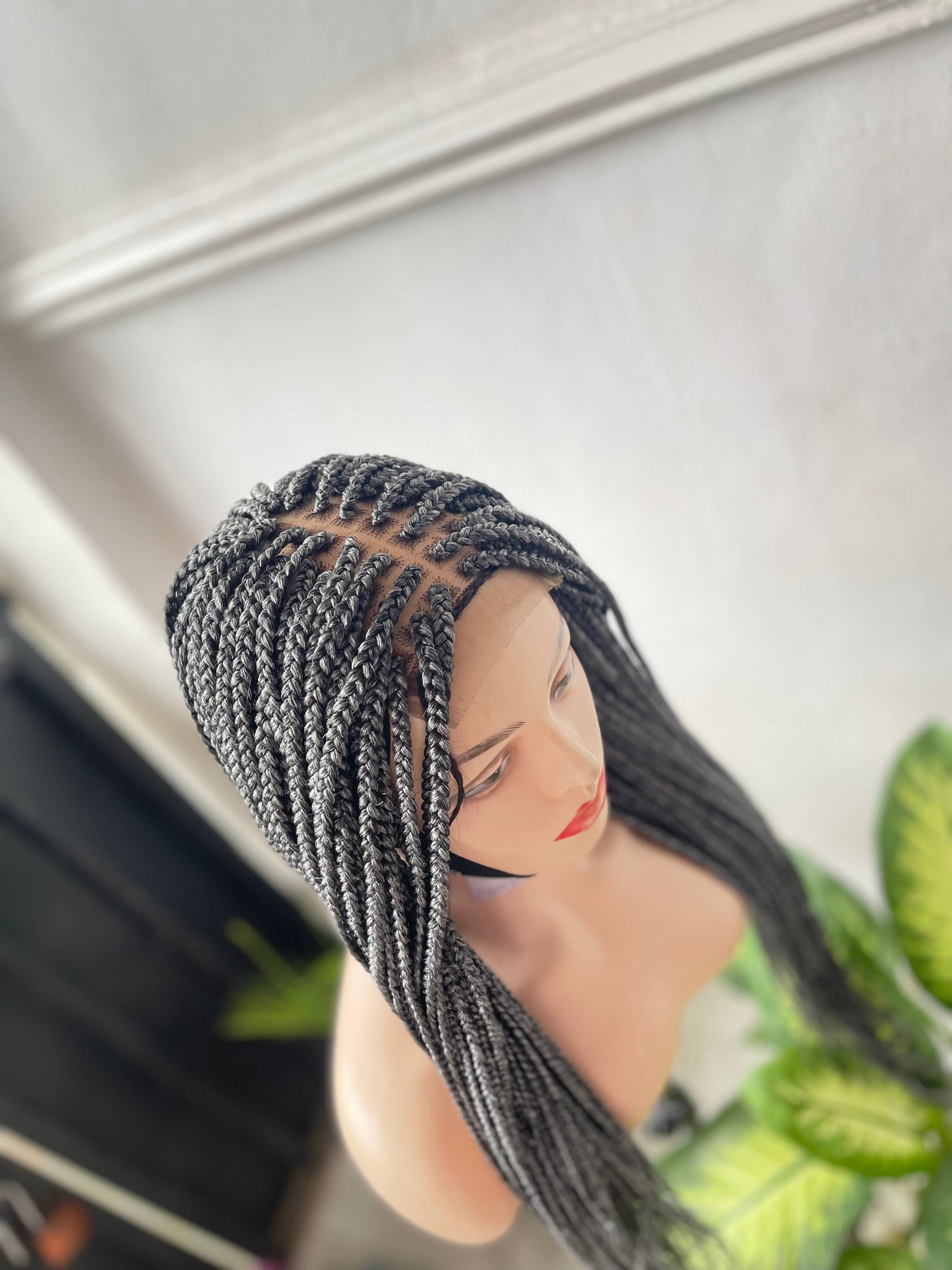 Lamuskwigs - Wholesale Wig/Hair Piece - Ready to ship Grey braided wig in closure. Glueless lace5