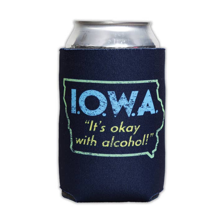 I.O.W.A It's Okay With Alcohol Can Cooler for wholesale by Bozz Prints