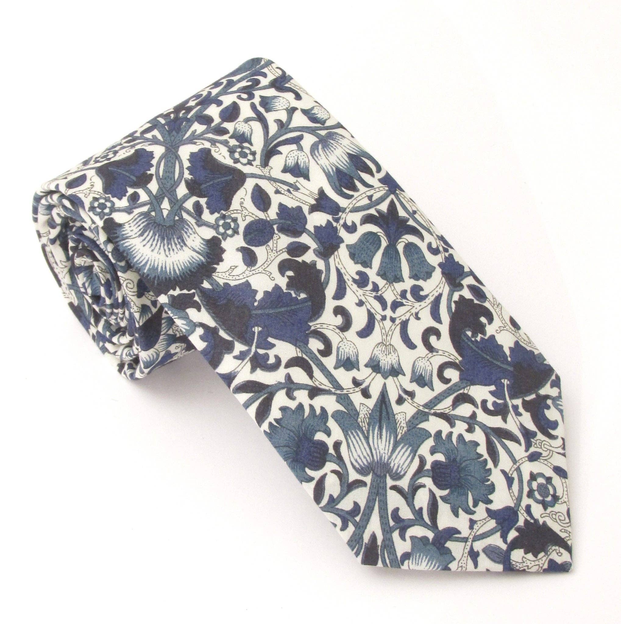 Cecil Jones - Wholesale Necktie - Men's - Lodden Navy Organic Cotton Tie Made with Liberty Fabric0