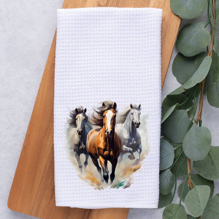 Dark Horse Dream Designs LLC - Wholesale Tea towel - Running Horses / Dish / Hand Towel