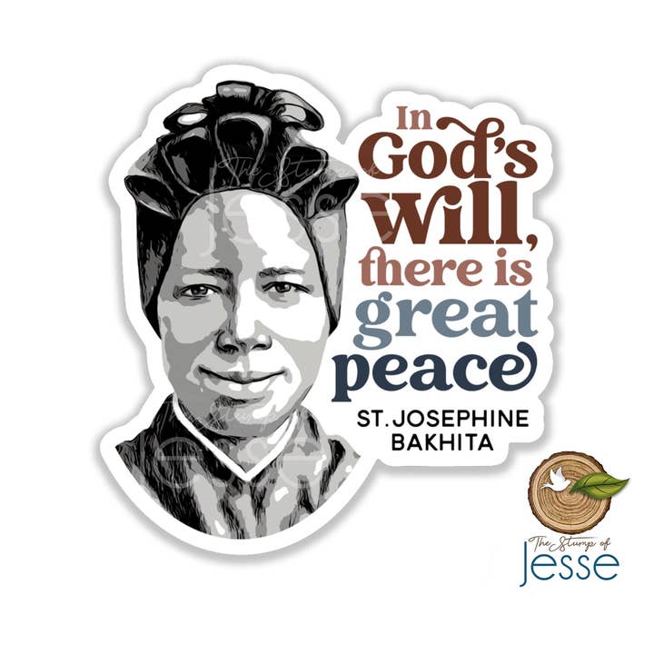 St. Josephine Bakhita Waterproof Sticker for wholesale by The Stump of Jesse
