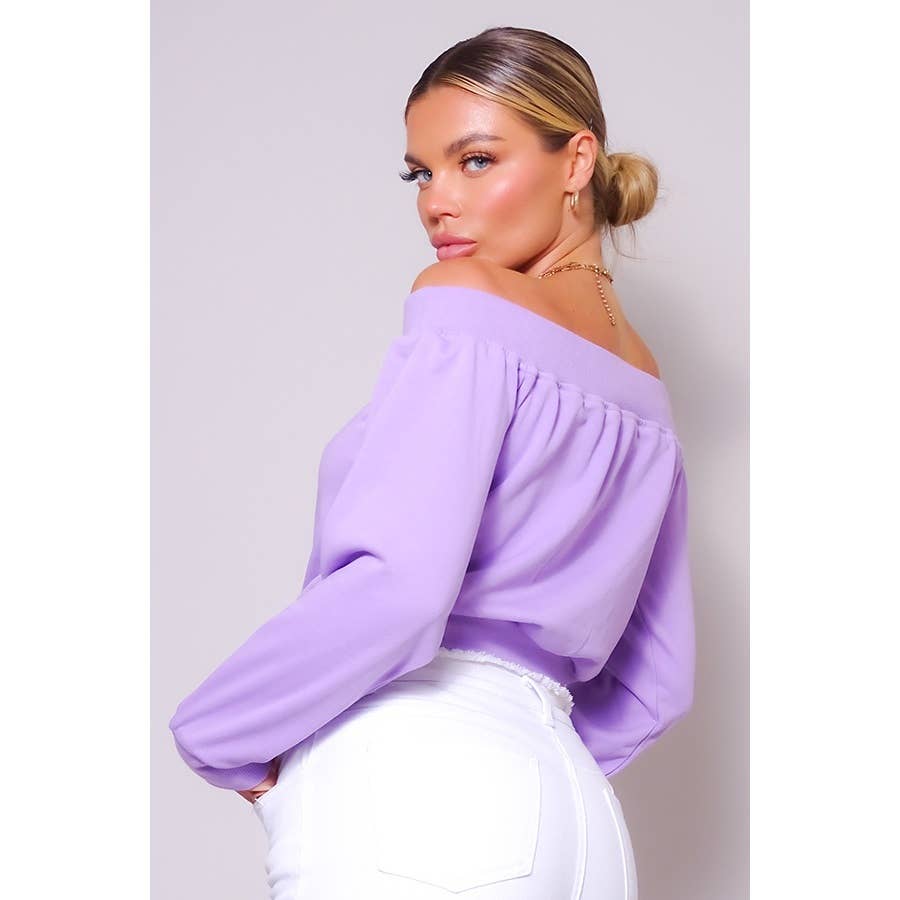 CEFIAN FASHION - Wholesale Sweatshirt - Women's - WANDERLUST VIBES OFF SHOULDER SWEATSHIRT TOP7