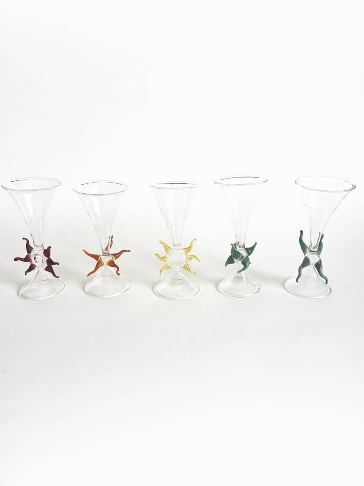 Signed Italian Art Glass Champagne Flutes for wholesale by virga